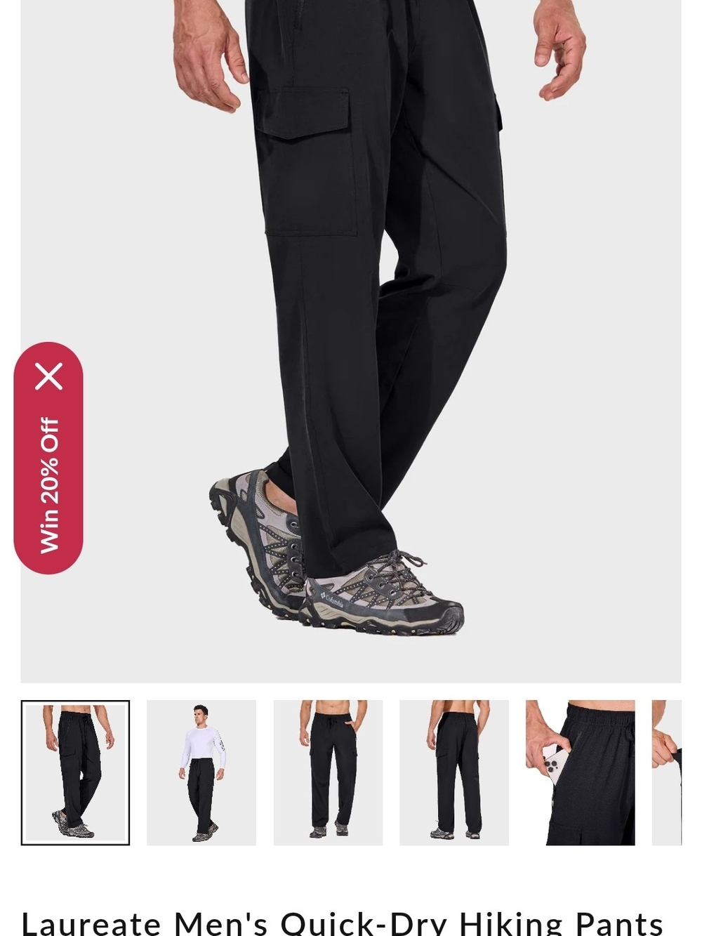 Baleaf Men's Cargo Hiking Pants — Black